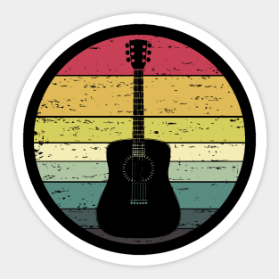 Retro Sunset Guitar Distressed Retro Rainbow Colors Sticker